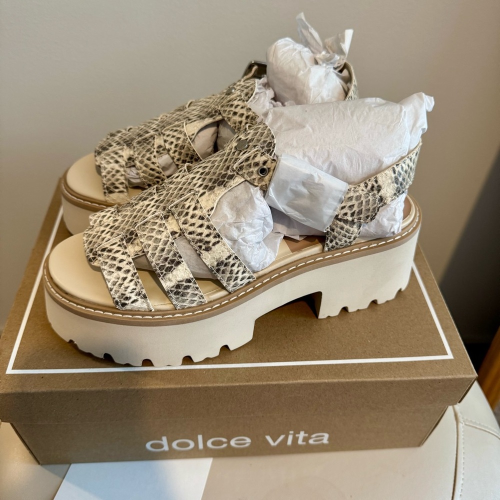 Dolce Vita Platform Snake Print Sandals